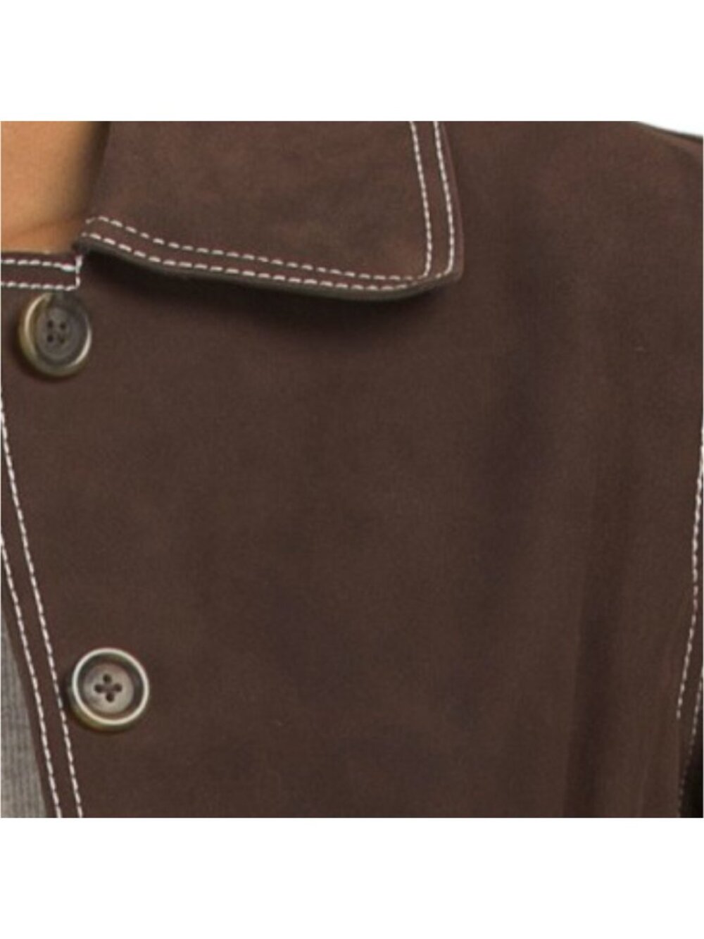 ELIE TAHARI Suede Light Saddle Jacket With Contrast Stitch - Picture 3 of 3